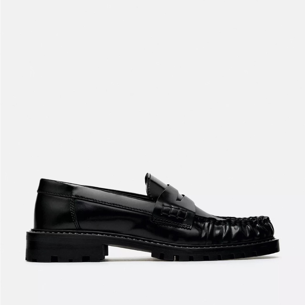 SOLD Zara Black Leather Loafers
